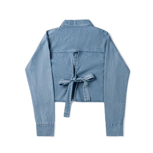 Birnham On The Sea Teen Bow Shirt Stonewash Denim