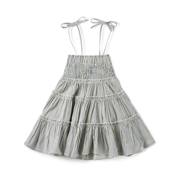 Birnham On The Sea Smockd Jumper Blue Denim Stripe