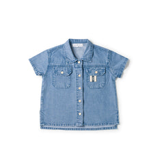Birnham On The Sea Button D Shirt Stonewash Denim
