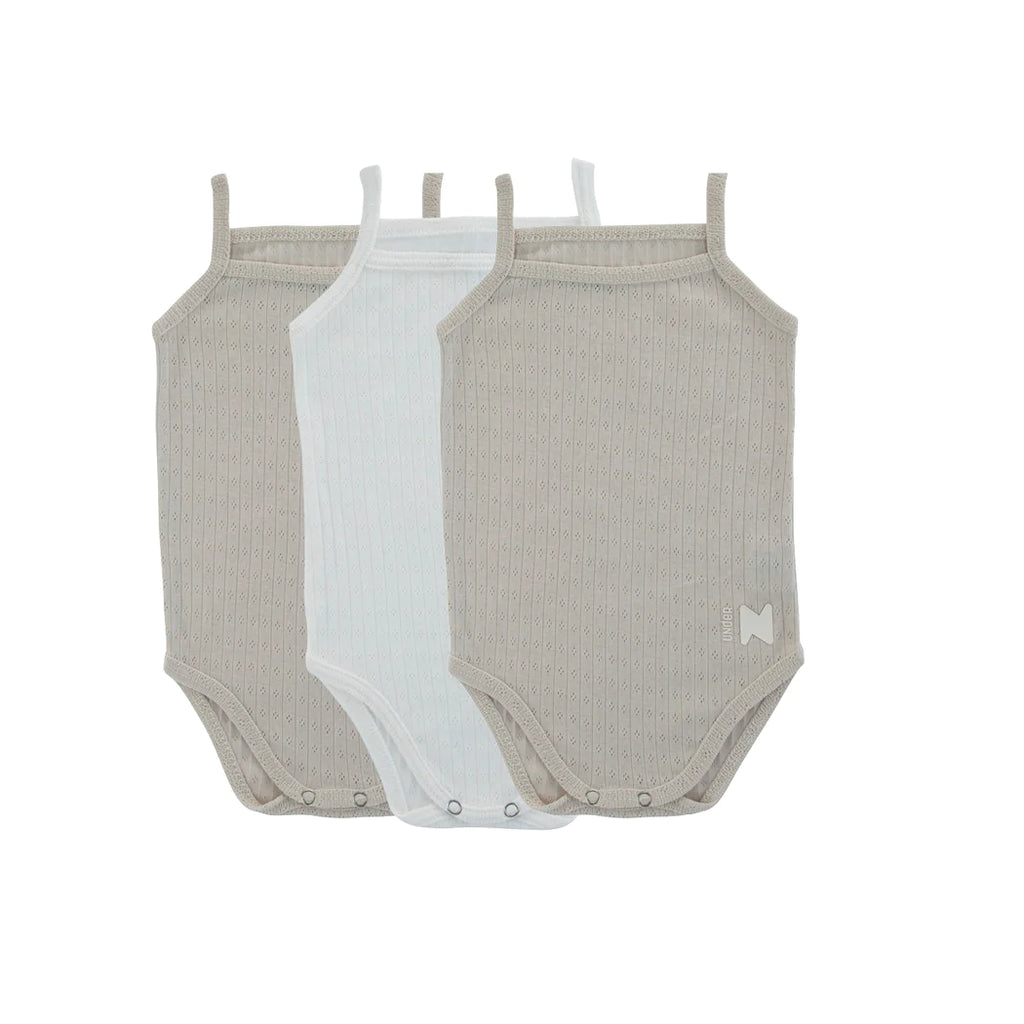 Noggi Natural & White Pointelle Three Pack Baby Boy Undershirts