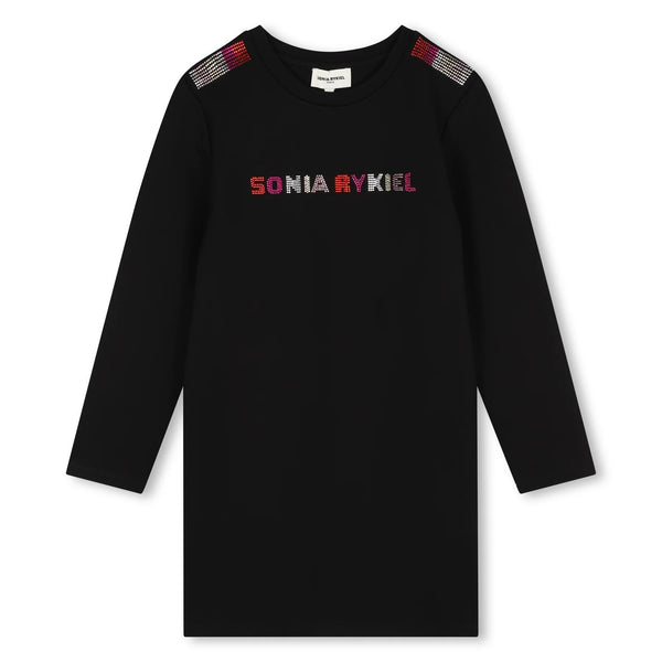 Sonia Rykiel Black Milano Knit Dress Multi Logo