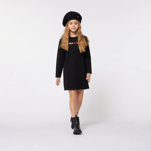 Sonia Rykiel Black Milano Knit Dress Multi Logo