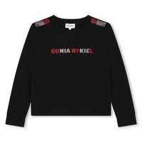 Sonia Rykiel Black Knit Sweatshirt Multi Rhinestones