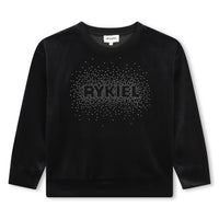 Sonia Rykiel Black Mini Me Sweatshirt Rhinestones Logo