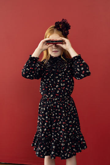Teela Red Floral Print Ruffle Skirt