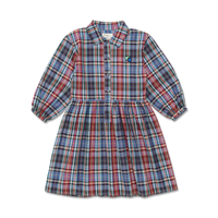 Wander + Wonder Blue Multi Plaid Peasant Dress