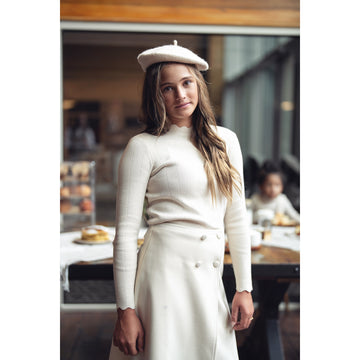 Byke Cream Scalloped Knit Sweater