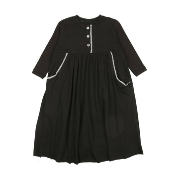 BOPOP Button Lace Trimmed Maxi Long Sleeve