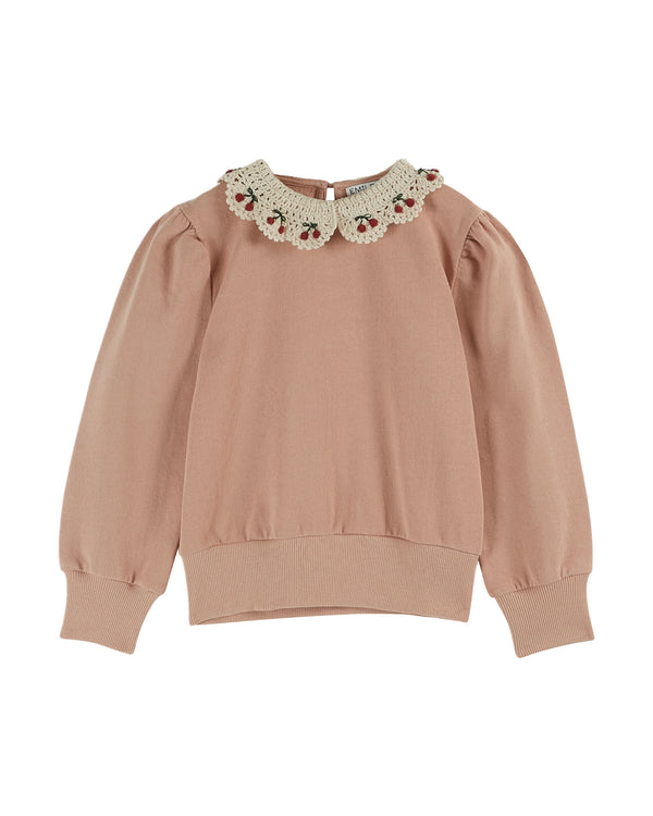 Emile Et Ida Blush Sweat Col Brode