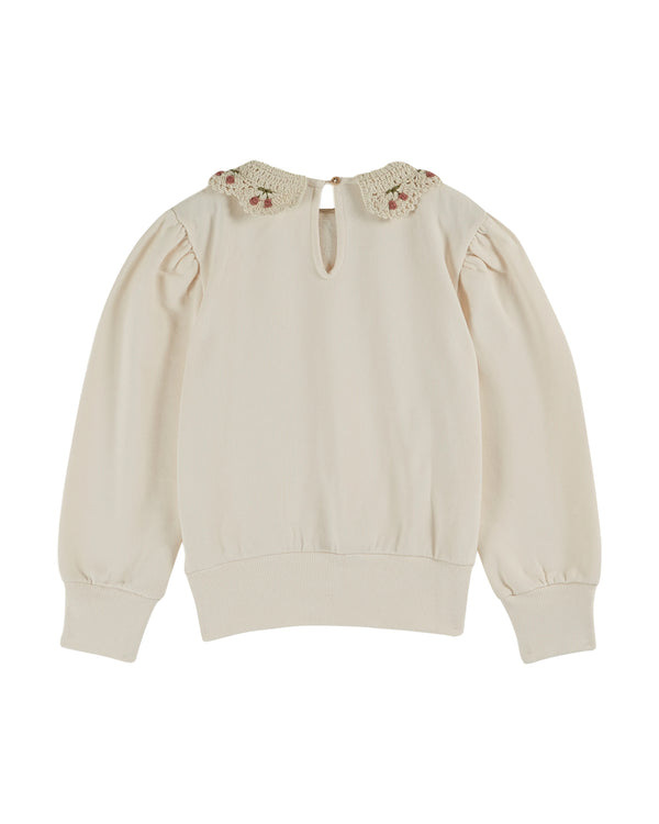 Emile Et Ida Creme Sweat Col Brode