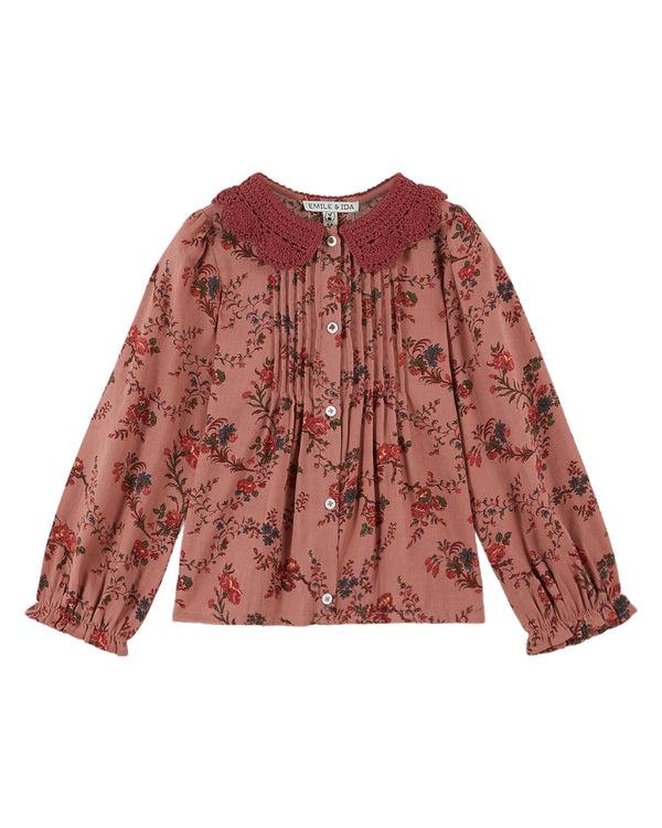 Emile Et Ida Orchid Rose Blouse Col Crochet