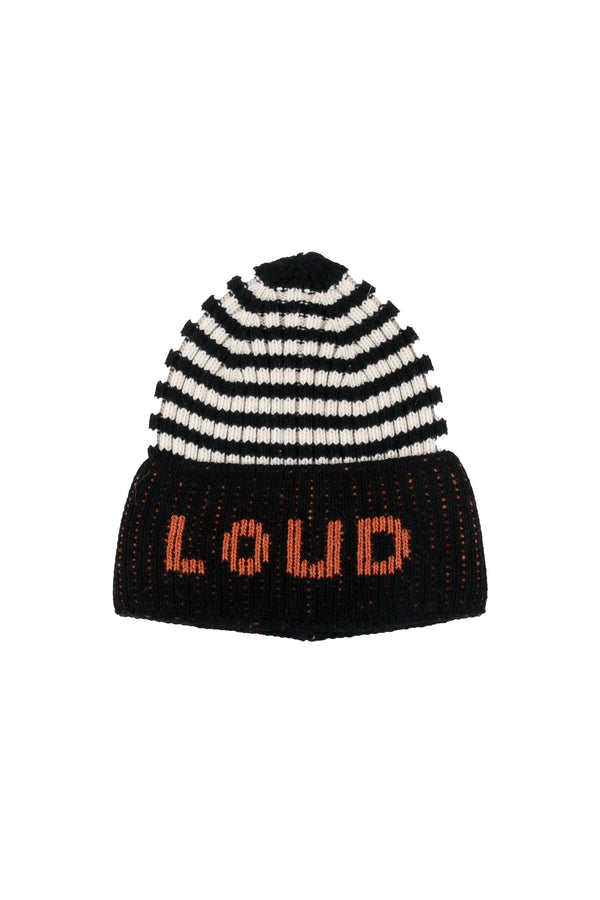 Loud Apparel Black/Ecru/Orange Beanie Hat