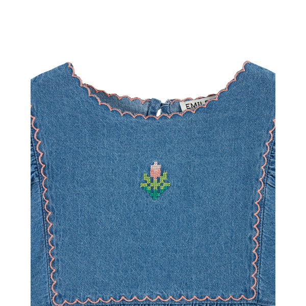 Emile Et Ida Denim Embroidered Blouse (AD031) - Denim Light