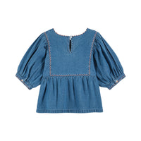 Emile Et Ida Denim Embroidered Blouse (AD031) - Denim Light