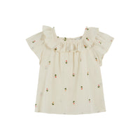 Emile Et Ida All Over Embroidered Blouse 100% Cotton Made In India (AD138) - Creme