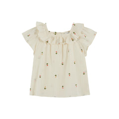 Emile Et Ida All Over Embroidered Blouse 100% Cotton Made In India (AD138) - Creme