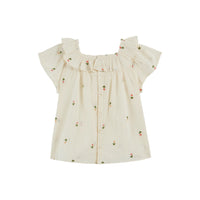 Emile Et Ida All Over Embroidered Blouse 100% Cotton Made In India (AD138) - Creme