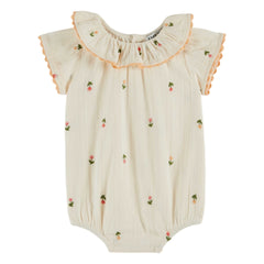 Emile Et Ida All Over Embroidered Jumpsuit 100% Cotton Made In India (AD140) - Creme