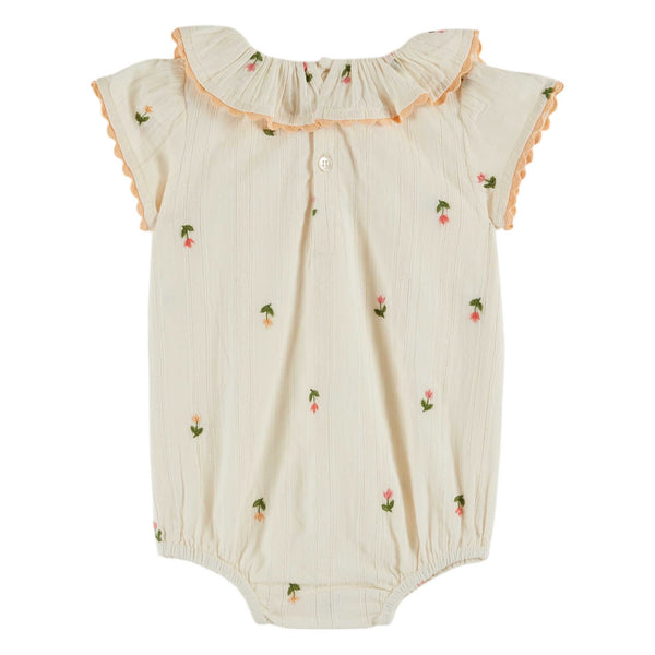 Emile Et Ida All Over Embroidered Jumpsuit 100% Cotton Made In India (AD140) - Creme