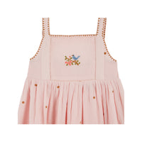 Emile Et Ida Flowers Embroidered Dress (AD159A) - Macaron