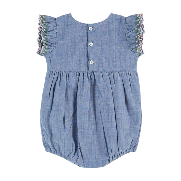 Emile Et Ida Smocked Hand Embroidered Jumps (AD160A) - Chambray