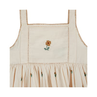 Emile Et Ida All Over Hand-Embroidery Dress 100% Cotton Made In India (AD195) - Creme