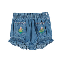 Emile Et Ida Embroidered Pockets Bloomer (AD419) - Denim Light
