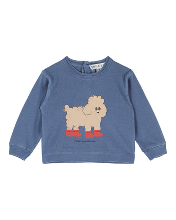 Emile et Ida Poodle Pattern Placed T-Shirt - Ocean Poodle