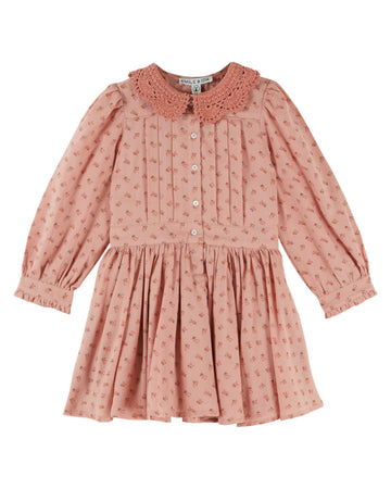 Emile et Ida Crochet Collar Printed Dress - Rosemary