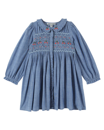 Emile et Ida Chambray Smocked Dress - Chambray