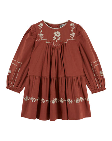 Emile et Ida Embroidered Dress - Acajou