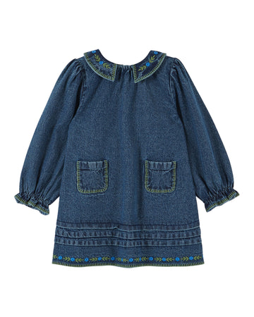 Emile et Ida Embroidered Denim Dress - Denim