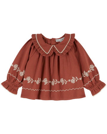 Emile et Ida Embroidered Blouse - Acajou