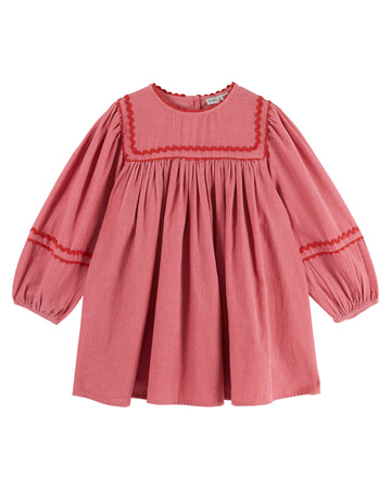Emile et Ida Plain Velvet Dress - Framboise