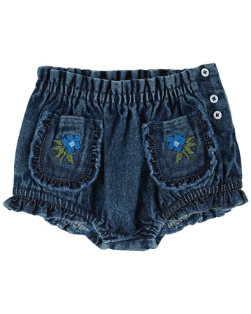Emile et Ida Denim Embroidered Bloomer - Denim