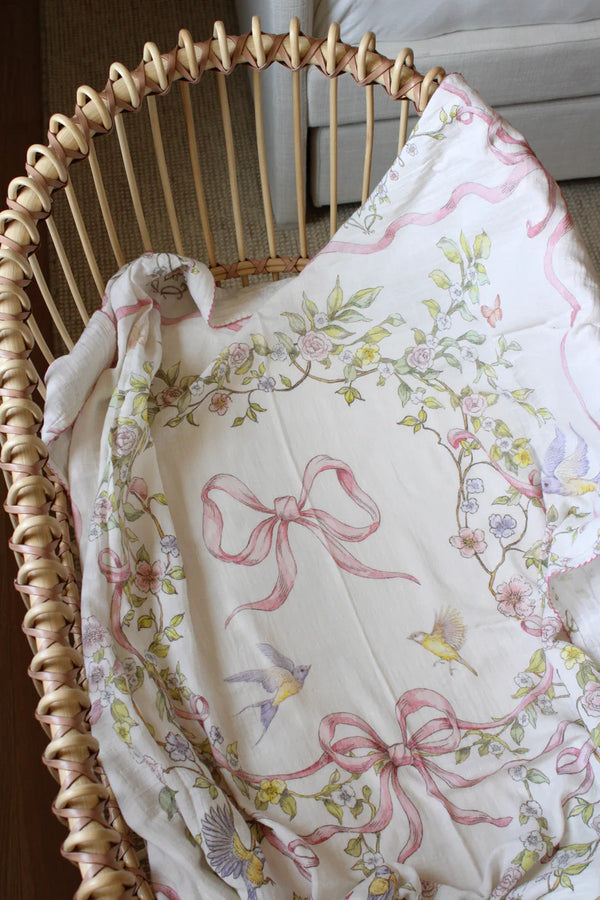 Little Threads The Label Rose Ribbon Garden Muslin Blanket