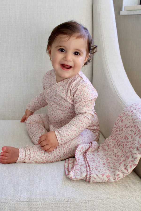 Little Threads The Label Mauve Heirloom Vine Muslin Blanket