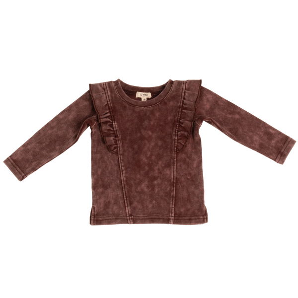 Crew Kids Burgundy Acid Wash Ruffle Set