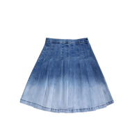 Crew Basics Blue Denim Ombre Pleated Skirt