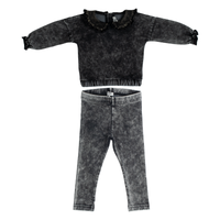 Crew Kids Black Denim Ruffle Collar Set