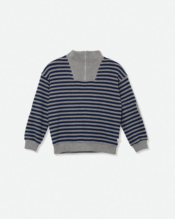 My Little Cozmo Grey Navy Soft Feel Thin Stripes