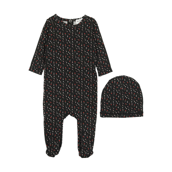 Bopop Tulip Black Footie With Beanie