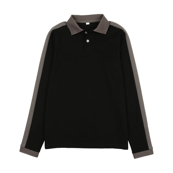 Bopop Black Polo With Grey Stripe On Sleeve