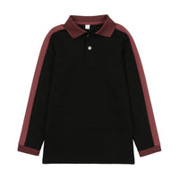 Bopop Black Polo With Burgandy Stripe On Sleeve