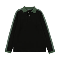 Bopop Black Polo With Hunter Green Stripe On Sleeve