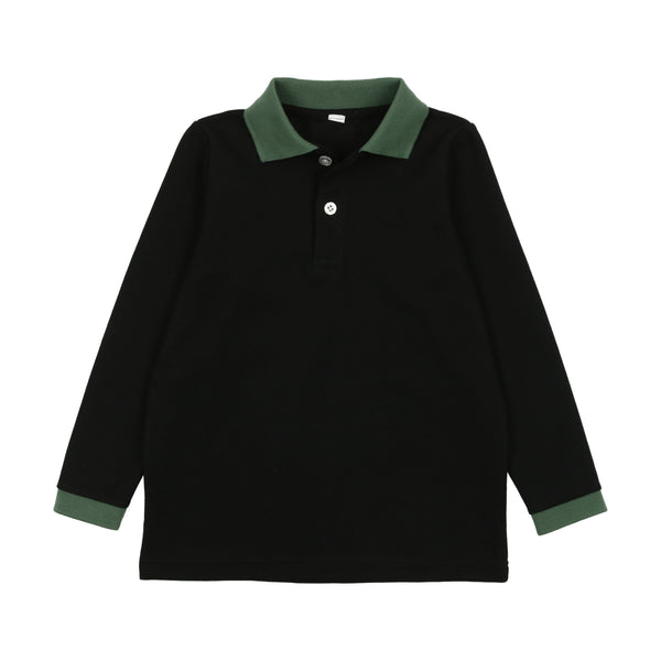 Bopop Black Polo With Green Cuff