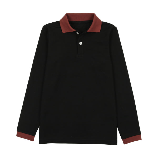 Bopop Black Polo With Burgandy Cuff