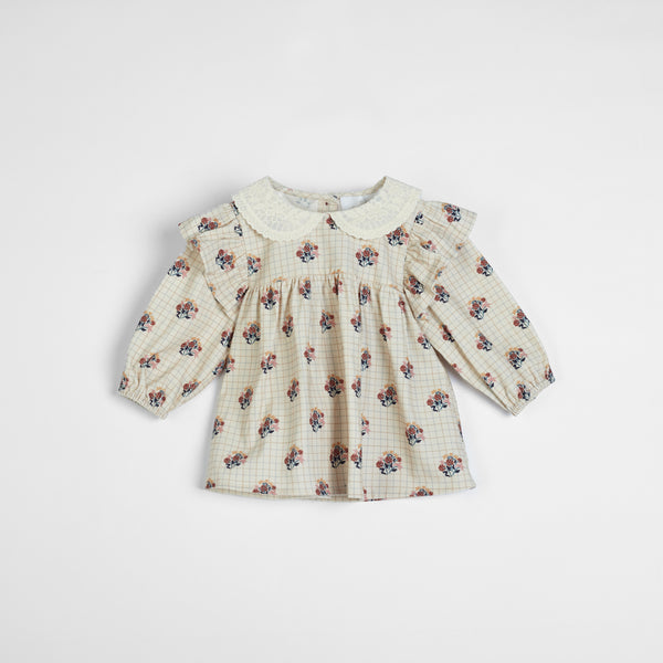 Cera Una Volta Franca Shirt Cream Check Flower