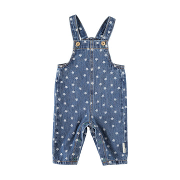 Piupiuchick Washed Navy Denim Baby Dungarees with Stars