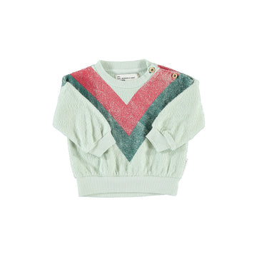 Piupiuchick Mint Green Sweatshirt with Multicolor Triangle Print- Baby